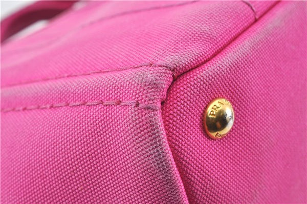 Authentic PRADA Canapa SS 2Way Shoulder Hand Bag Canvas Pink 0883G