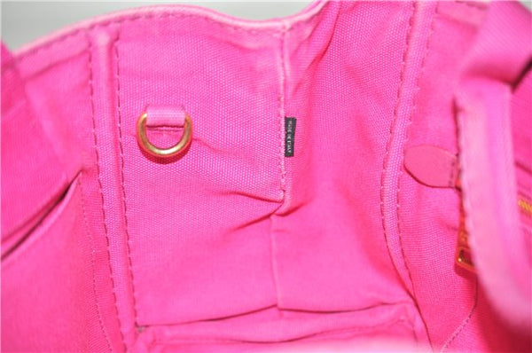 Authentic PRADA Canapa SS 2Way Shoulder Hand Bag Canvas Pink 0883G