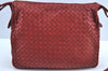 Authentic BOTTEGA VENETA Intrecciato Leather Shoulder Cross Body Bag Red 0884G