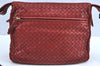 Authentic BOTTEGA VENETA Intrecciato Leather Shoulder Cross Body Bag Red 0884G