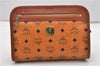 Authentic MCM Visetos Leather Vintage Clutch Hand Bag Purse Brown 0885G