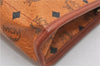 Authentic MCM Visetos Leather Vintage Clutch Hand Bag Purse Brown 0885G