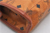 Authentic MCM Visetos Leather Vintage Clutch Hand Bag Purse Brown 0885G