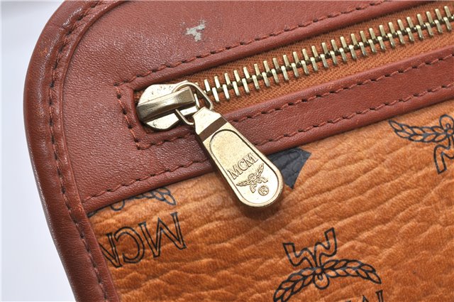 Authentic MCM Visetos Leather Vintage Clutch Hand Bag Purse Brown 0885G