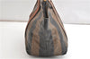Authentic FENDI Vintage Pequin Hand Tote Bag Purse PVC Leather Brown Black 0886G