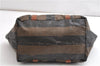 Authentic FENDI Vintage Pequin Hand Tote Bag Purse PVC Leather Brown Black 0886G