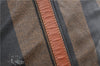 Authentic FENDI Vintage Pequin Hand Tote Bag Purse PVC Leather Brown Black 0886G