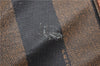 Authentic FENDI Vintage Pequin Hand Tote Bag Purse PVC Leather Brown Black 0886G