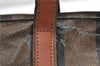 Authentic FENDI Vintage Pequin Hand Tote Bag Purse PVC Leather Brown Black 0886G