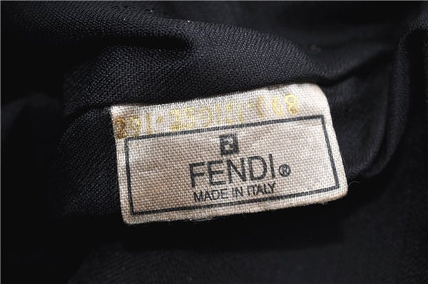 Authentic FENDI Vintage Pequin Hand Tote Bag Purse PVC Leather Brown Black 0886G
