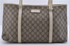 Authentic GUCCI Shoulder Tote Bag GG PVC Leather 114595 Brown Ivory 0887D