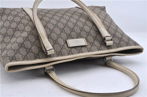 Authentic GUCCI Shoulder Tote Bag GG PVC Leather 114595 Brown Ivory 0887D