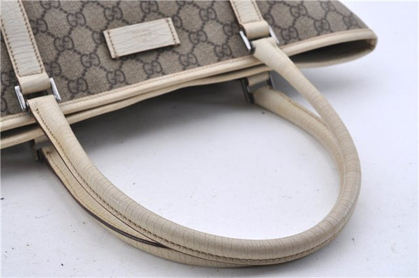 Authentic GUCCI Shoulder Tote Bag GG PVC Leather 114595 Brown Ivory 0887D