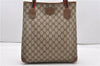 Authentic GUCCI Web Sherry Line Shoulder Tote Bag GG PVC Leather Brown 0888G