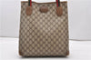 Authentic GUCCI Web Sherry Line Shoulder Tote Bag GG PVC Leather Brown 0888G