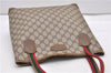 Authentic GUCCI Web Sherry Line Shoulder Tote Bag GG PVC Leather Brown 0888G