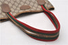 Authentic GUCCI Web Sherry Line Shoulder Tote Bag GG PVC Leather Brown 0888G