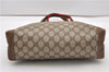 Authentic GUCCI Web Sherry Line Shoulder Tote Bag GG PVC Leather Brown 0888G