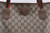 Authentic GUCCI Web Sherry Line Shoulder Tote Bag GG PVC Leather Brown 0888G