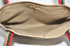 Authentic GUCCI Web Sherry Line Shoulder Tote Bag GG PVC Leather Brown 0888G