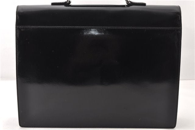 Authentic GUCCI Vintage Briefcase Business Bag Enamel Black 0889G