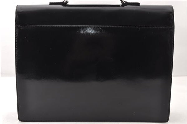 Authentic GUCCI Vintage Briefcase Business Bag Enamel Black 0889G