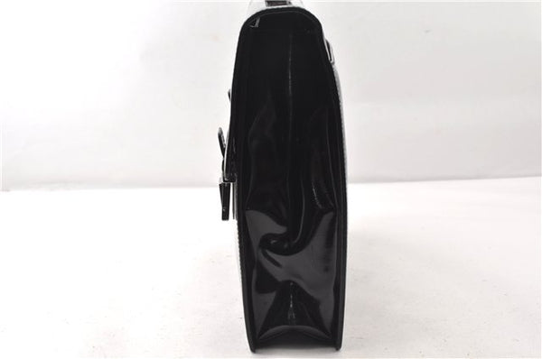 Authentic GUCCI Vintage Briefcase Business Bag Enamel Black 0889G