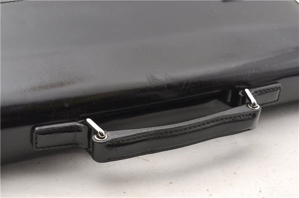 Authentic GUCCI Vintage Briefcase Business Bag Enamel Black 0889G