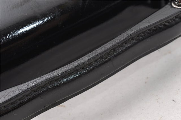 Authentic GUCCI Vintage Briefcase Business Bag Enamel Black 0889G