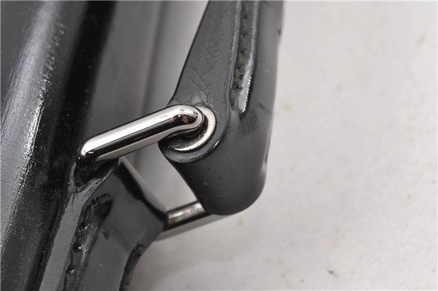 Authentic GUCCI Vintage Briefcase Business Bag Enamel Black 0889G