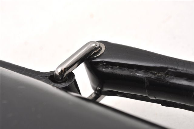 Authentic GUCCI Vintage Briefcase Business Bag Enamel Black 0889G