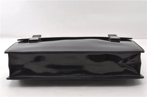 Authentic GUCCI Vintage Briefcase Business Bag Enamel Black 0889G