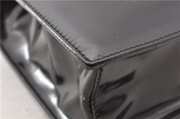 Authentic GUCCI Vintage Briefcase Business Bag Enamel Black 0889G