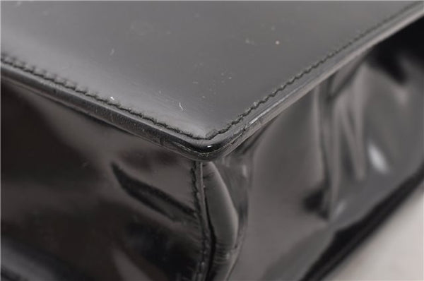Authentic GUCCI Vintage Briefcase Business Bag Enamel Black 0889G