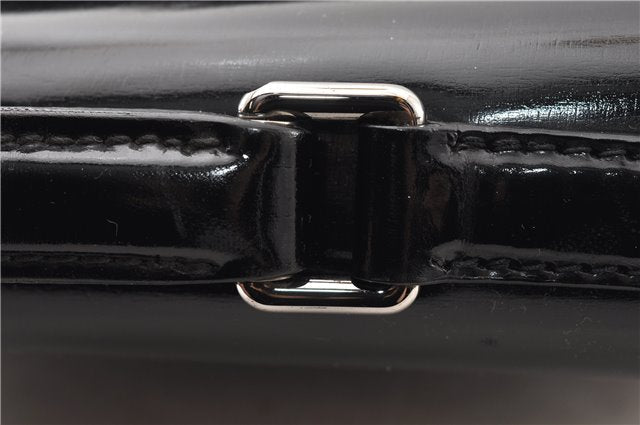 Authentic GUCCI Vintage Briefcase Business Bag Enamel Black 0889G