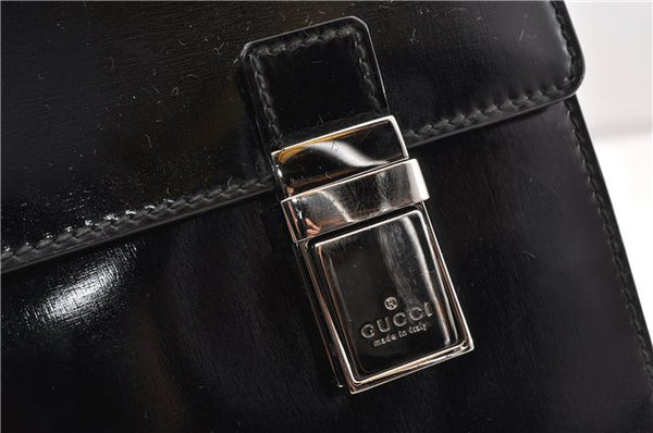 Authentic GUCCI Vintage Briefcase Business Bag Enamel Black 0889G