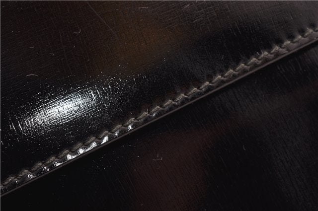 Authentic GUCCI Vintage Briefcase Business Bag Enamel Black 0889G