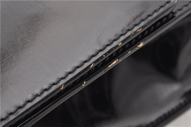Authentic GUCCI Vintage Briefcase Business Bag Enamel Black 0889G