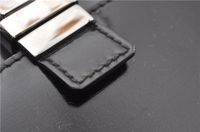 Authentic GUCCI Vintage Briefcase Business Bag Enamel Black 0889G