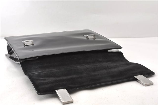 Authentic GUCCI Vintage Briefcase Business Bag Enamel Black 0889G