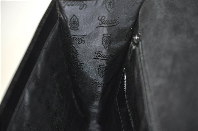 Authentic GUCCI Vintage Briefcase Business Bag Enamel Black 0889G