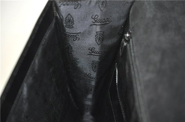 Authentic GUCCI Vintage Briefcase Business Bag Enamel Black 0889G