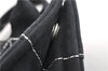 Authentic HERMES Deauville PM Hand Tote Bag Canvas Black 0890G