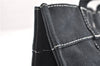 Authentic HERMES Deauville PM Hand Tote Bag Canvas Black 0890G