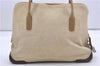 Authentic PRADA Vintage Canvas Leather Shoulder Tote Bag Purse Beige 0891G