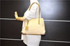 Authentic PRADA Vintage Canvas Leather Shoulder Tote Bag Purse Beige 0891G