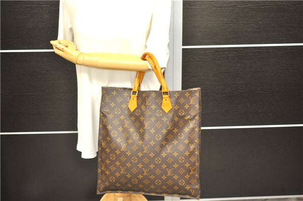 Authentic Louis Vuitton Monogram Sac Plat Hand Bag M51140 LV 0894D