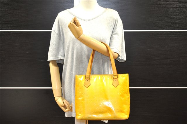 Authentic Louis Vuitton Vernis Houston Shoulder Hand Bag Yellow M91053 LV 0894G