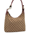 Authentic GUCCI Shoulder Hand Bag Purse GG Canvas Leather 115003 Brown 0894I