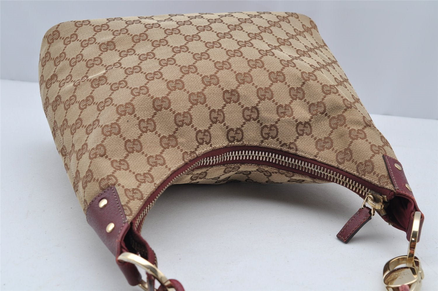 Authentic GUCCI Shoulder Hand Bag Purse GG Canvas Leather 115003 Brown 0894I